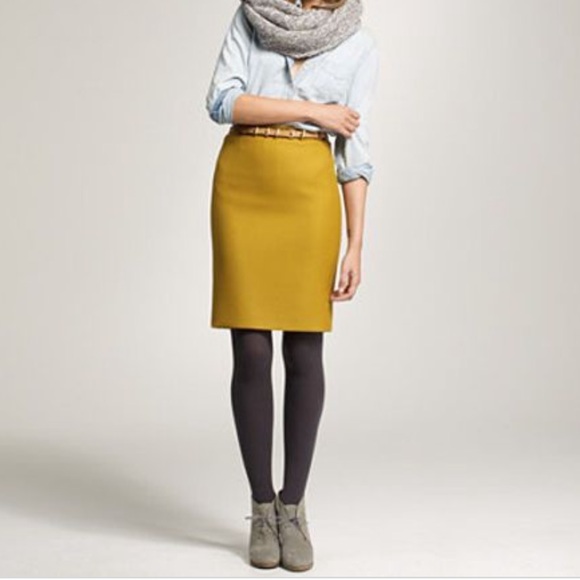 J. Crew Dresses & Skirts - J. Crew Wool Pencil Skirt Mustard Yellow size 8